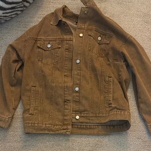 Oversized Brown Denim Jacket